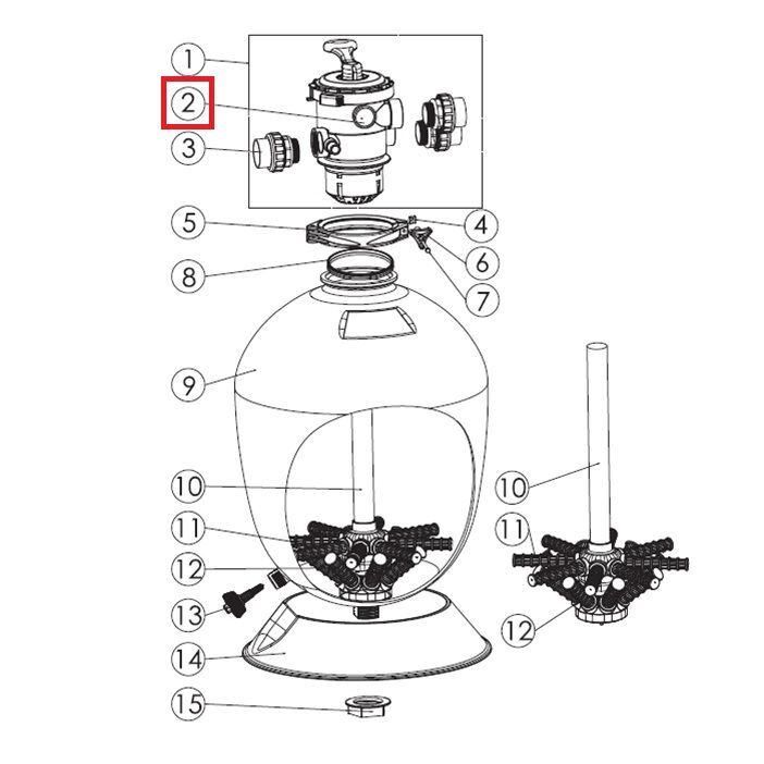 Манометр Aquaviva 100PSI стальной, верхнее