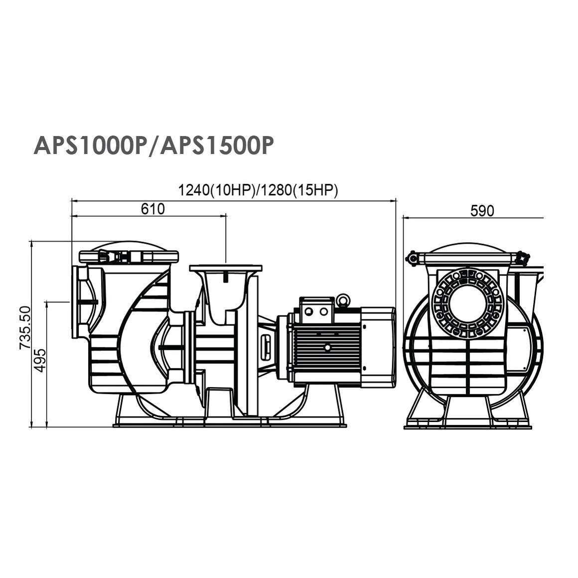 Насос AquaViva APS1500P (380В, 250м3/ч, 15HP)
