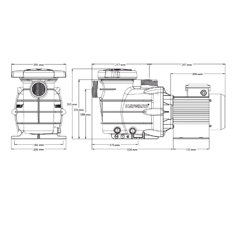 Насос Hayward PL 81007E2 (220V, пф, 17,2m3/h*8m, 1,1kW, 1,5HP)