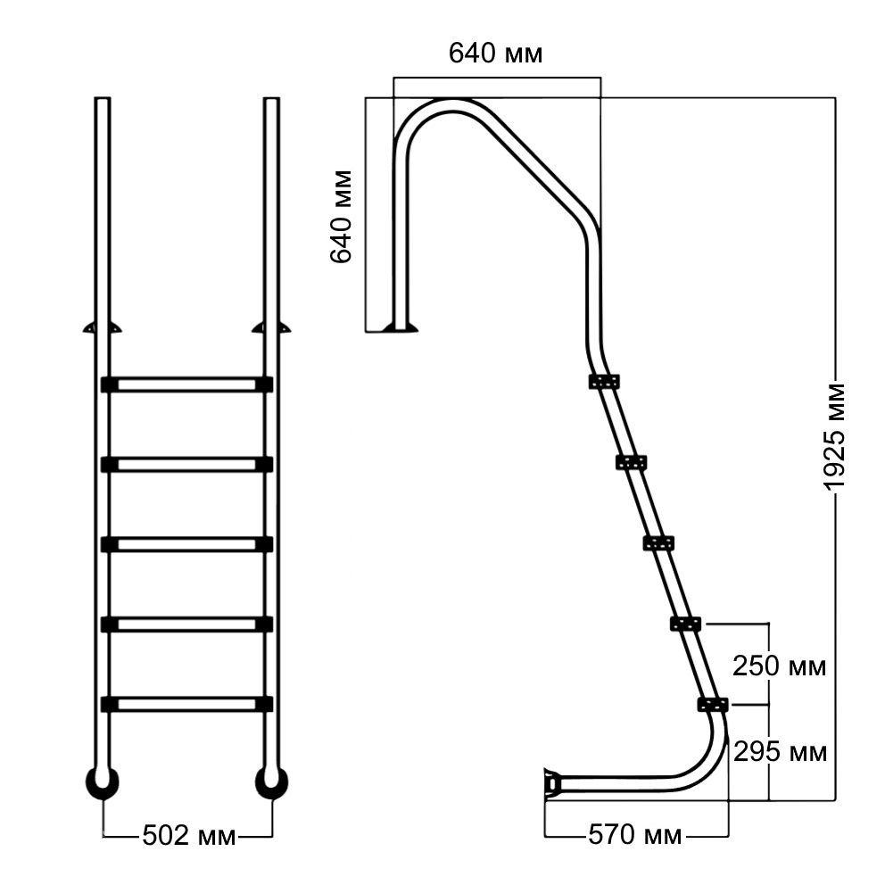 Лестница Poolline SLX415 4 ступени для облегченного спуска