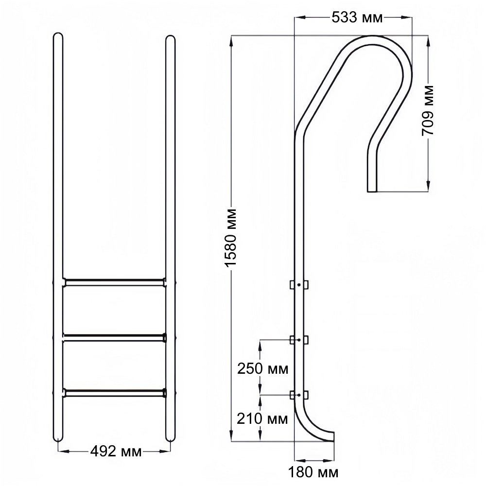 Лестница Poolline BC71518 3 ступени