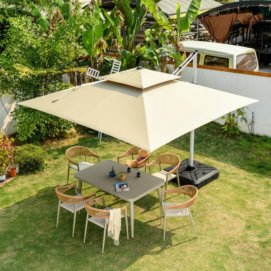 Зонт садовый квадратный 3х3 м бежевый