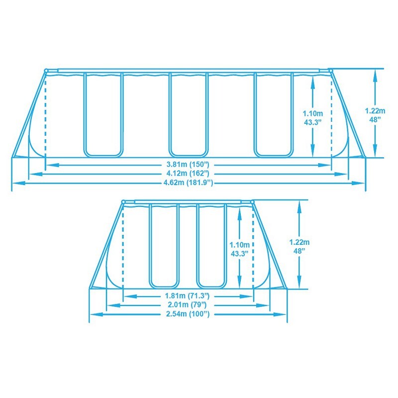 Каркасный прямоугольный бассейн Bestway 56456 (412х201х122 см) с картриджным фильтром и лестницей