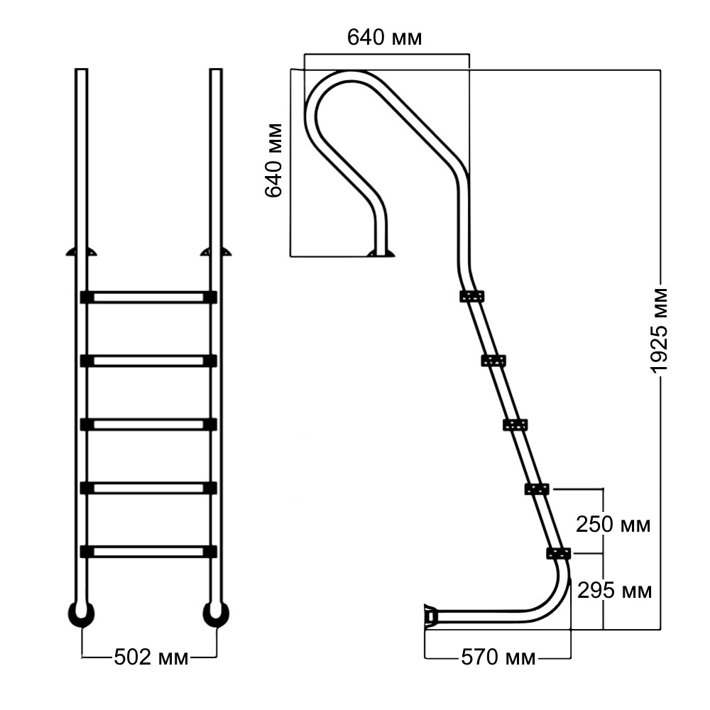 Лестница Poolline SFX415 4 ступени для облегченного спуска