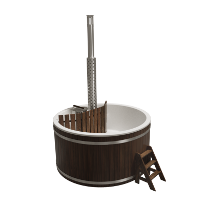 Купель круглая PolarSpa Премиум KFP220ТУ Термоясень, внутренняя дровяная печь