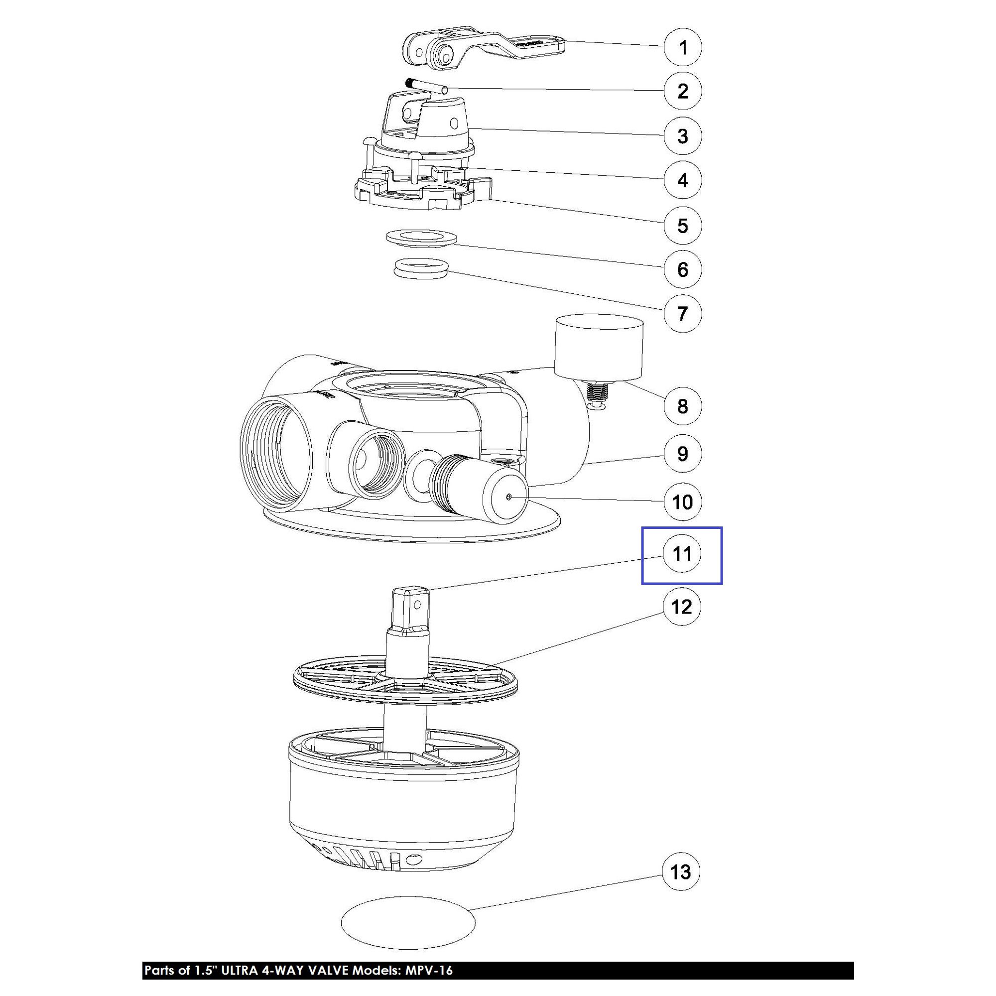 Ротор Aquaviva для 4-поз. клапана 1.5" MPV-16 (89281601)