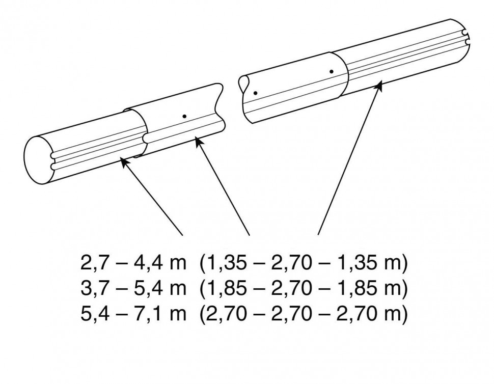 Телескопическая штанга длиной 2,7–4,4 м (материал - анодированный алюминий)