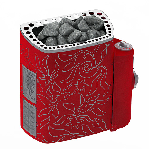Электрическая печь SAWO Dragonfire RED, Mini Dragon (3,6 кВт, встроенный пульт, нержавейка)