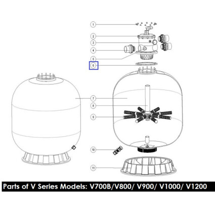 Резиновая прокладка под 6-поз кран для фильтра Aquaviva V700 - V900 (2011126)