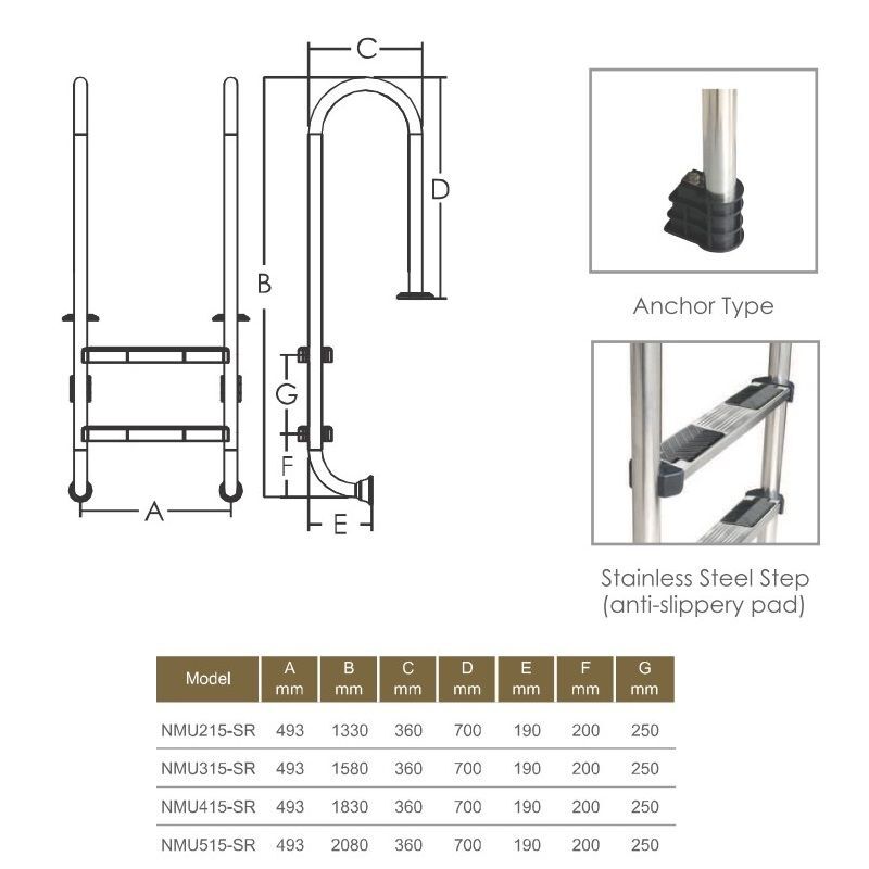 Лестница Aquaviva Muro NMU415-SR (4 ступ.)