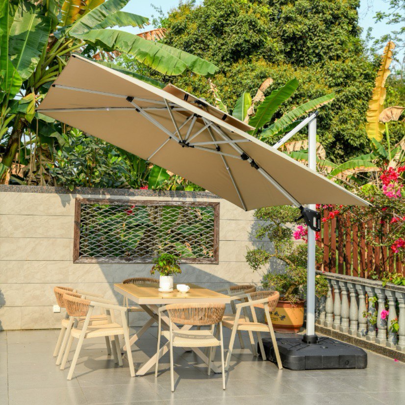 Зонт садовый квадратный 3х3 м бежевый
