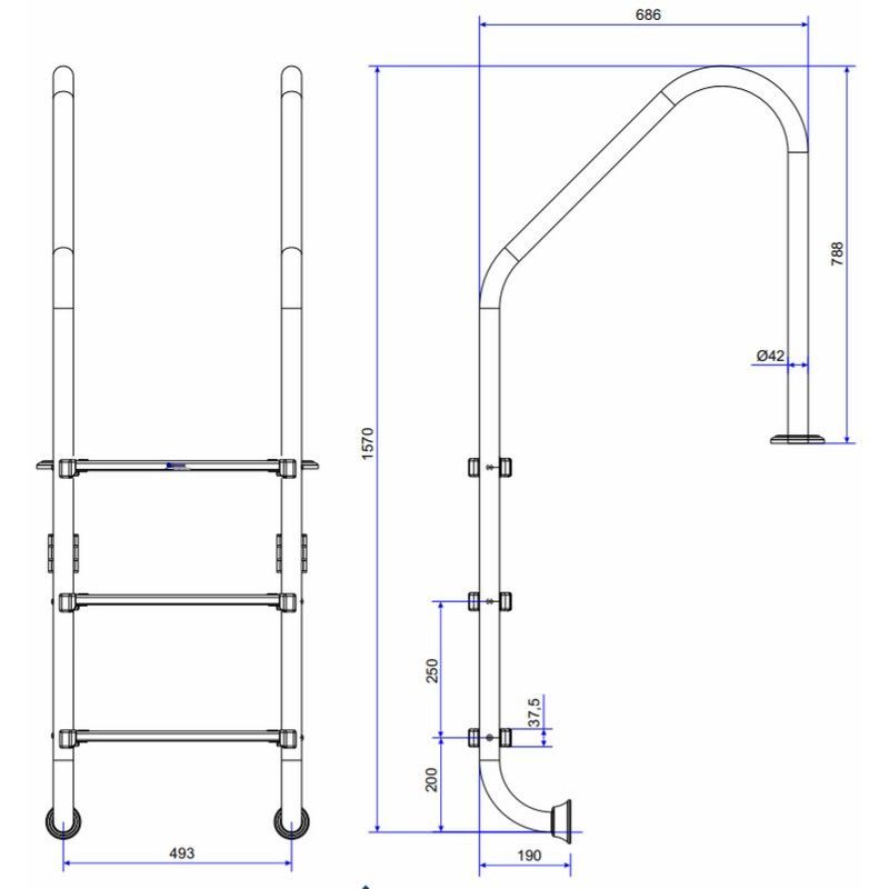 Лестница Aquaviva Standard NSL315-SR (3 ступ.)